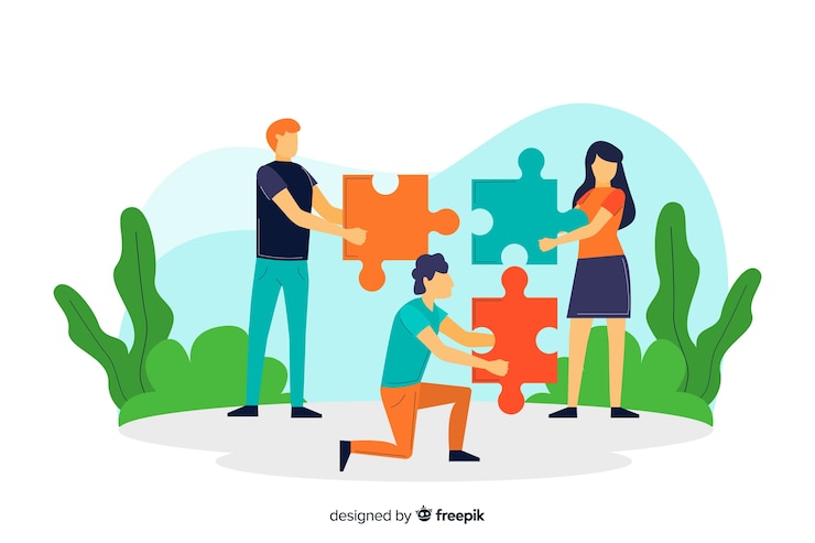 Free Vector connecting teams concept for landing page