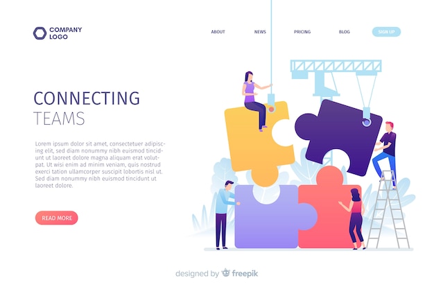 Connecting teams landing page concept