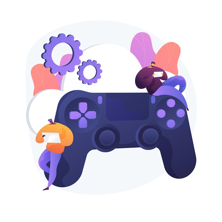 Free Vector console gamepad. hitech technology. live gaming service, video gaming controller, joystick with buttons. joypad for gamers. peripheral input device. vector isolated concept metaphor illustration.