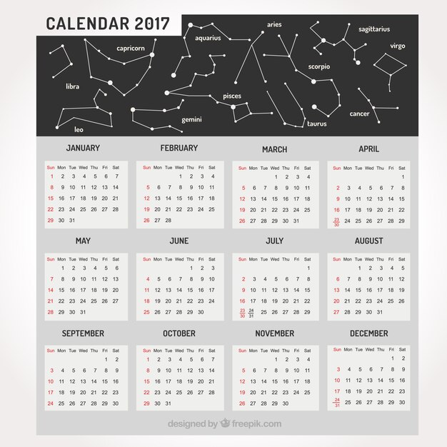 Constellations 2017 calendar