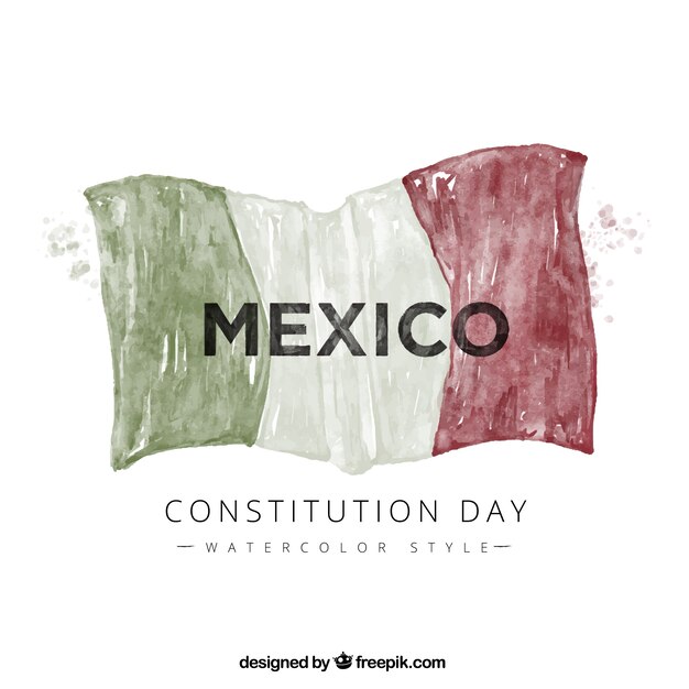 水彩メキシコフラグと憲法日間の背景