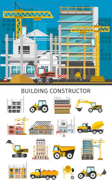 Vettore gratuito set di elementi decorativi di costruzione