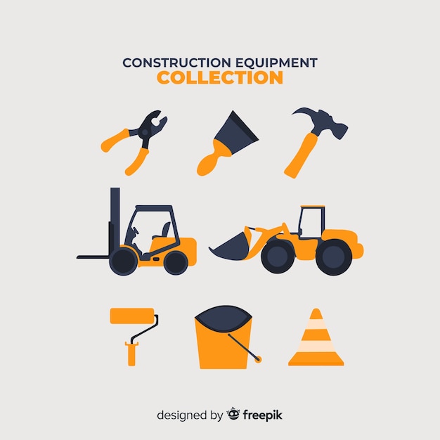 Бесплатное векторное изображение Коллекция строительной техники
