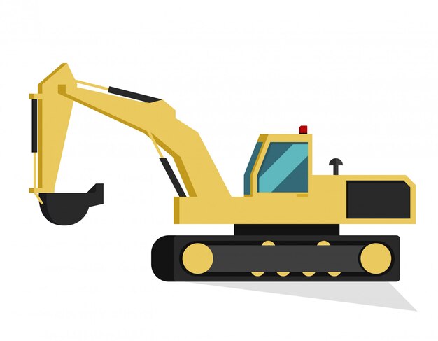 Construction Excavator Isolated White Background