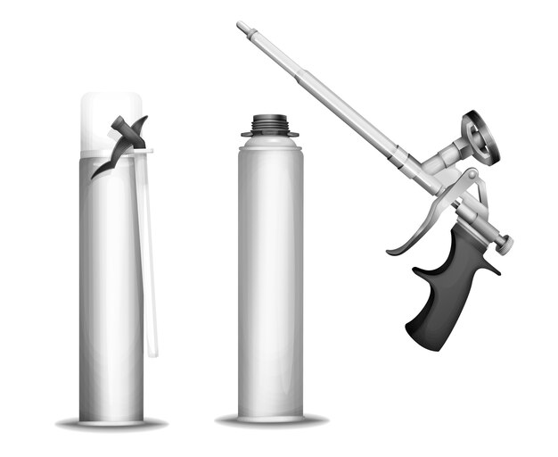 Construction foam bottle of 3D PU foam sprayer gun or pistol and metallic containers