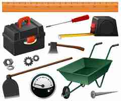 Free vector construction and gardening tools illustration