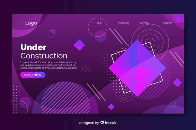 Строящаяся геометрическая посадочная страница с градиентом