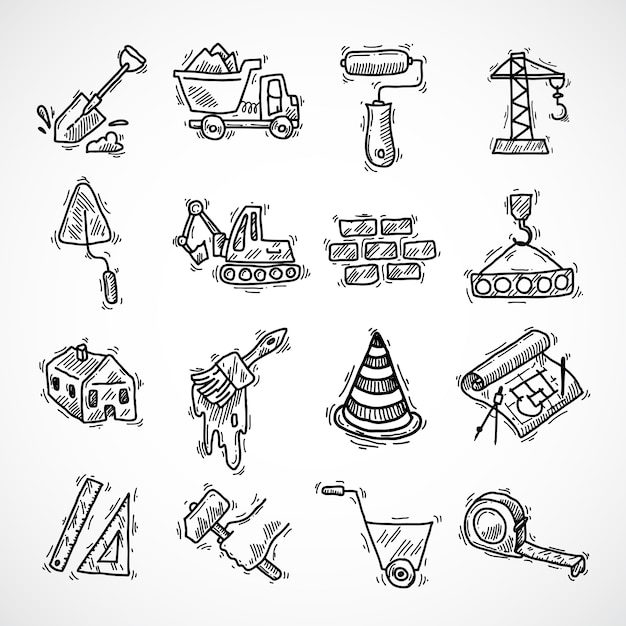 Free vector construction icons set