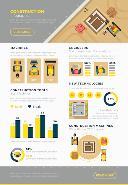 Free vector construction infographic set