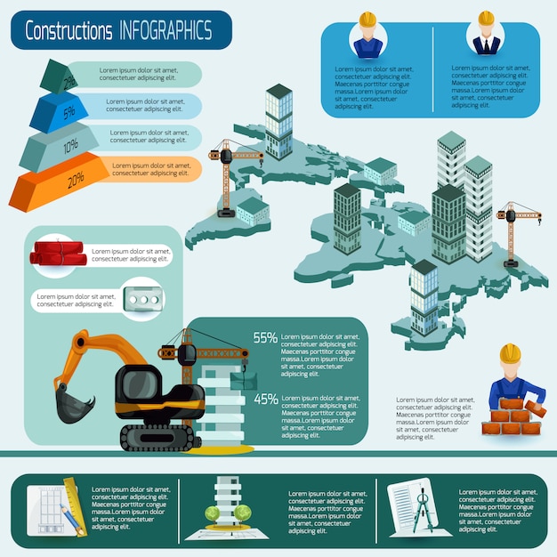 Vettore gratuito set di infografica di costruzione