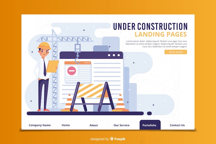 Free Vector under construction landing page template
