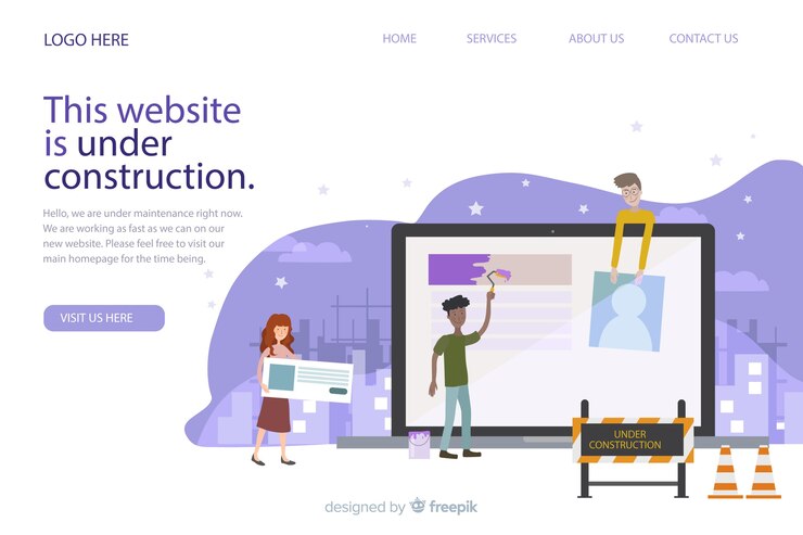 Free Vector under construction landing page template