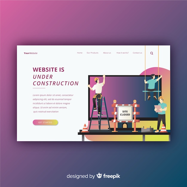 Free vector under construction landing page template