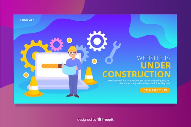 Free vector under construction landing page template