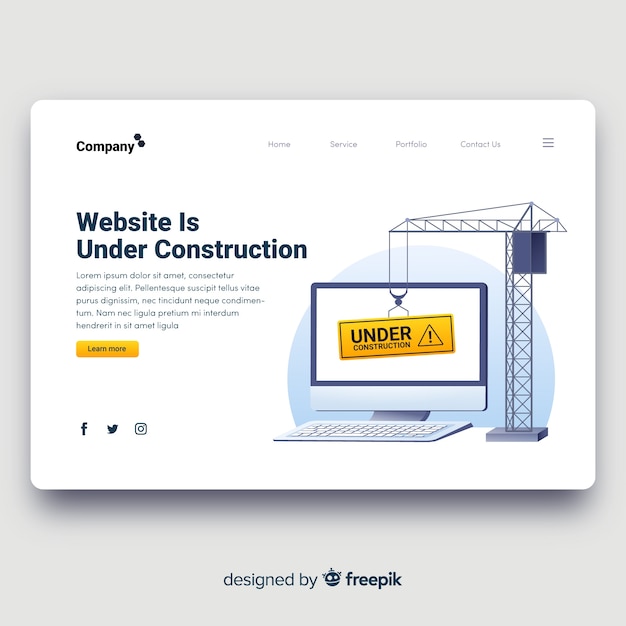 Free vector under construction landing page template