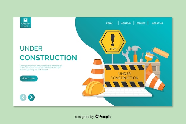 Under construction landing page Free Vector