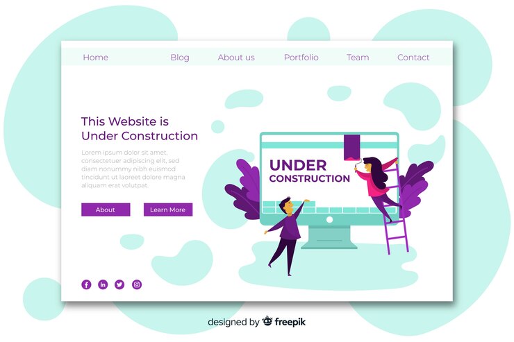Free Vector under construction landing page