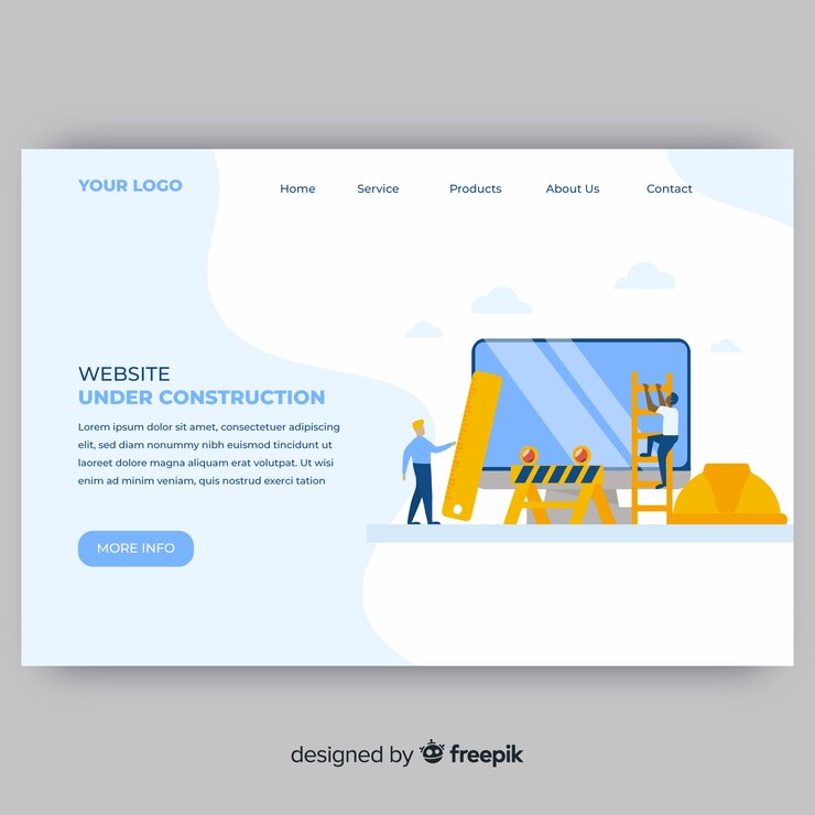 Free Vector under construction landing page