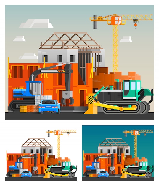 Free vector construction and machines compositions set