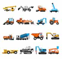 Free vector construction machines icons set