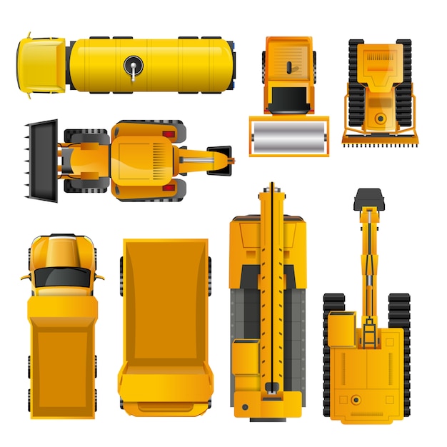 Construction Machines Top View