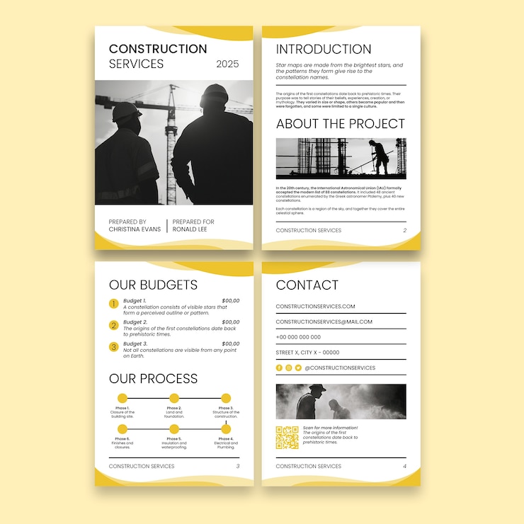 Free Vector construction proposal template design