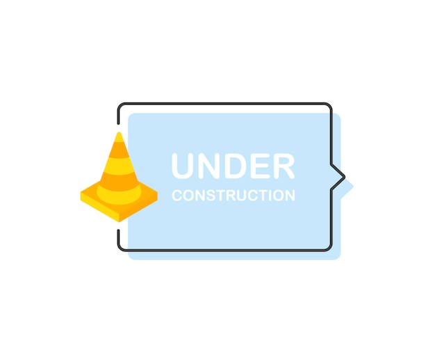 Under construction sign with road cones. modern flat style vector illustration.
