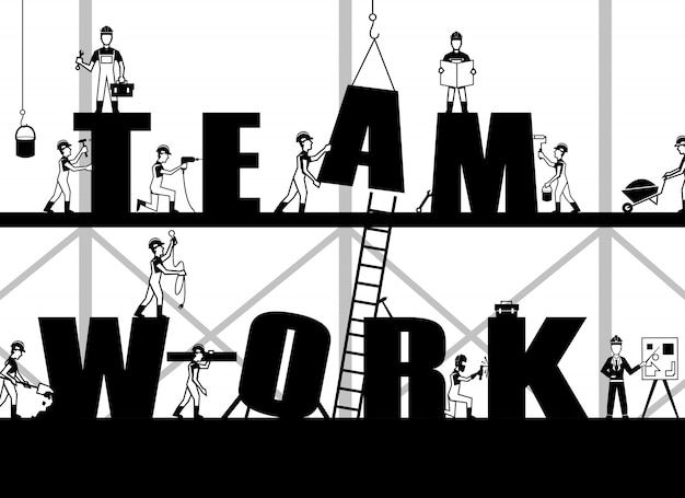 Free vector construction teamwork poster