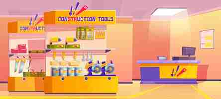 Free vector construction tools store hardware shop interior