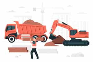 Free vector construction truck concept illustration