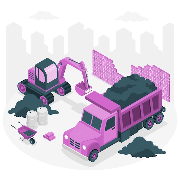 Free vector construction truck concept illustration