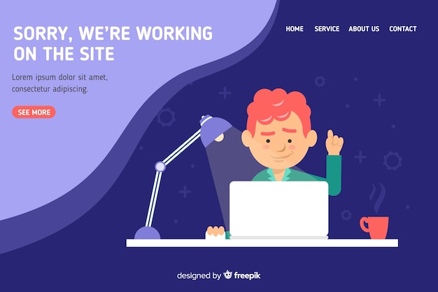 Free vector under construction web landing page