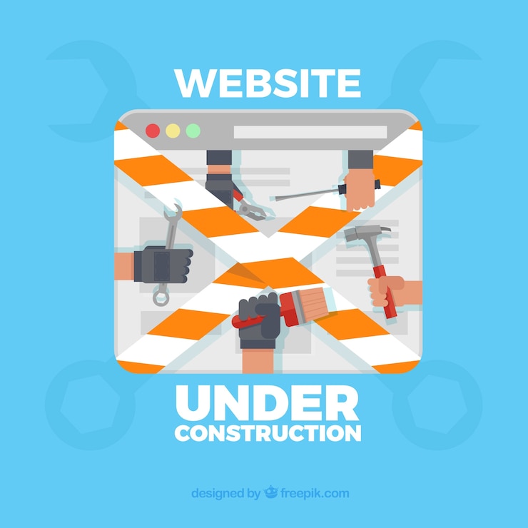 Free Vector under construction web template in flat style