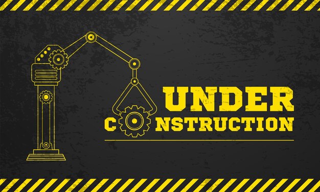 Under construction website page with black and yellow striped borders