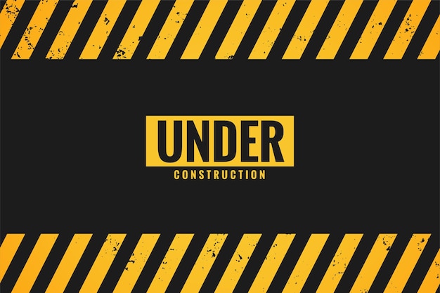 Free vector under construction with black and yellow stripes