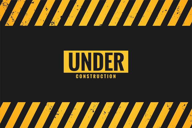 Under construction with black and yellow stripes