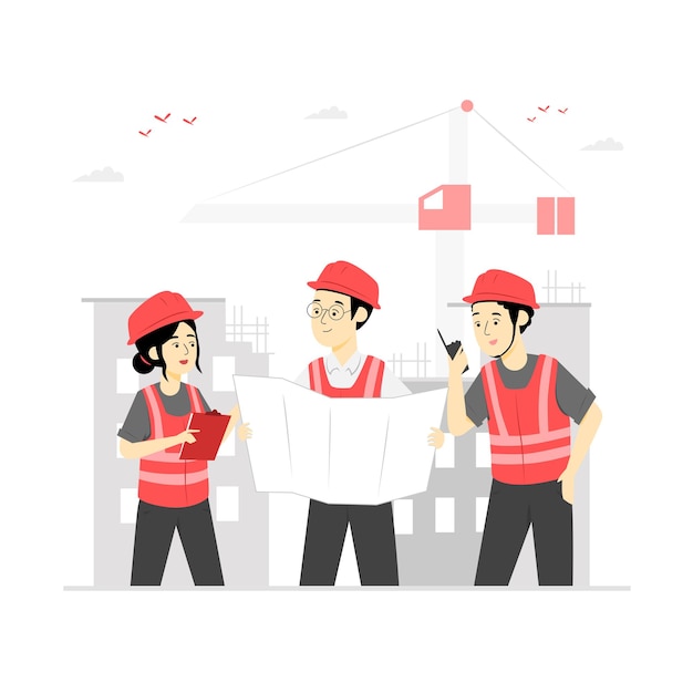 建設労働者のキャラクターイラストベクトル プレミアムベクター