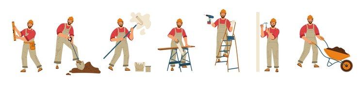 Free Vector construction worker handyman in helmet