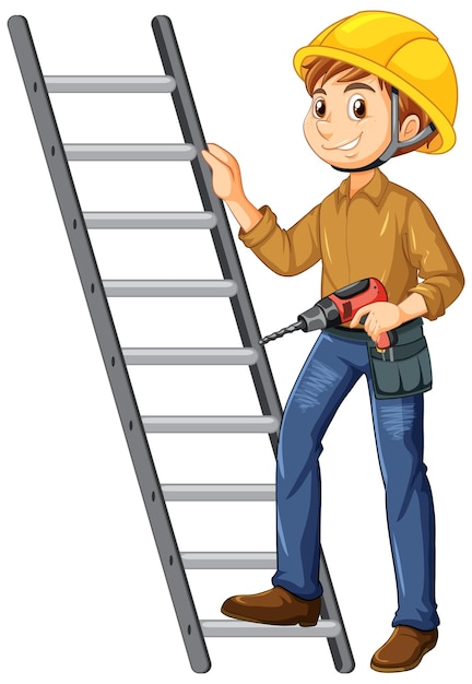 A construction worker with ladder