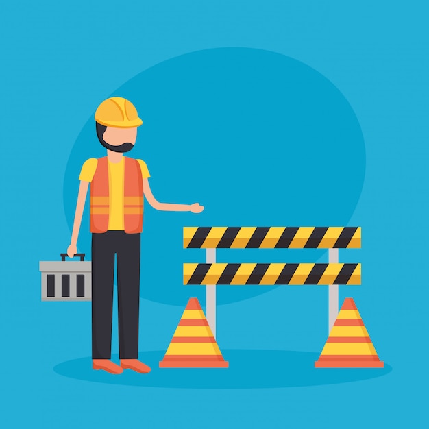 Free vector construction workers barrier