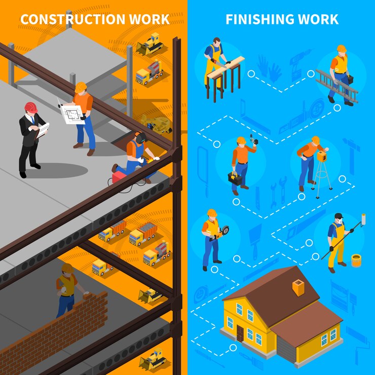 Free Vector construction workers isometric  banners set 
