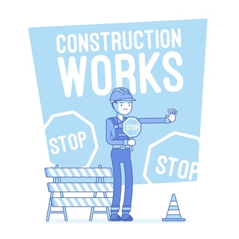 Construction works stop illustration