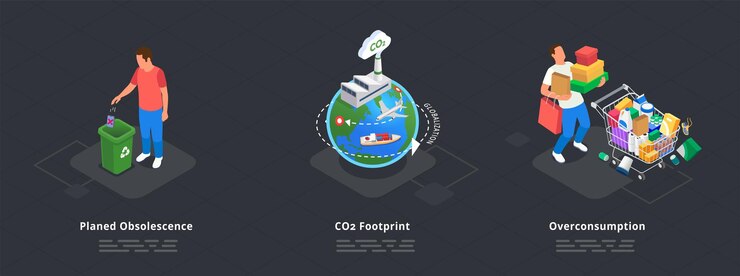 Free Vector consumerism isometric concept with overconsumption and food obsolence symbols isolated vector illustration