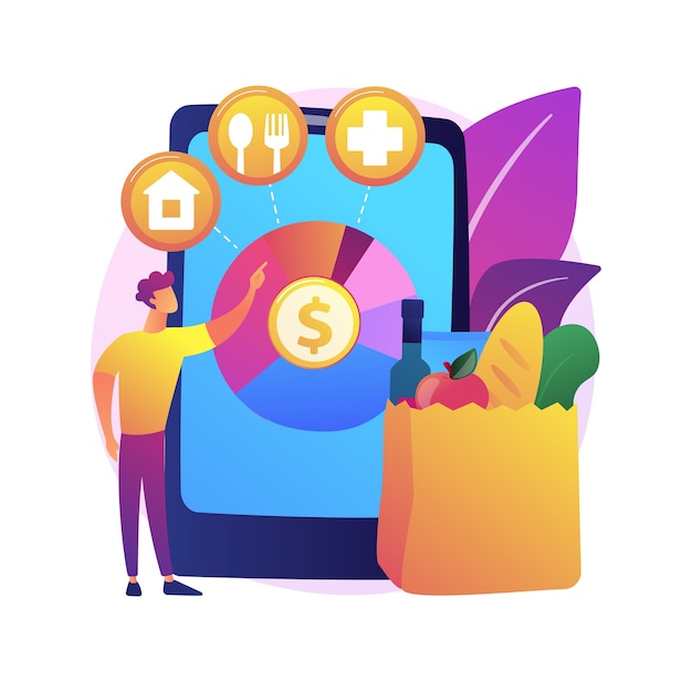 Free vector consumption expenditure abstract concept   illustration. consumer spending, household budget, shopping mall, credit card, retail store, shopaholic, compulsive purchase