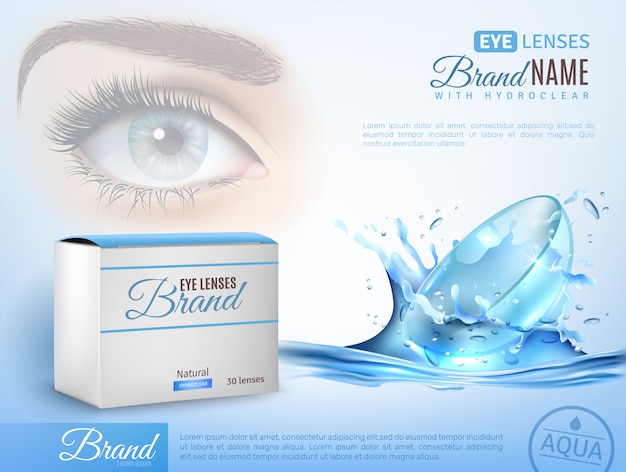 Free vector contact lenses realistic ad template