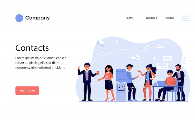 同僚間の連絡方法。ウェブサイトテンプレートまたはランディングページ
