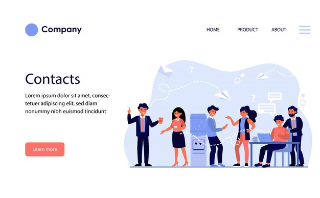 Free Vector Contact methods between colleagues website template or