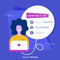 Free vector contact us background flat design