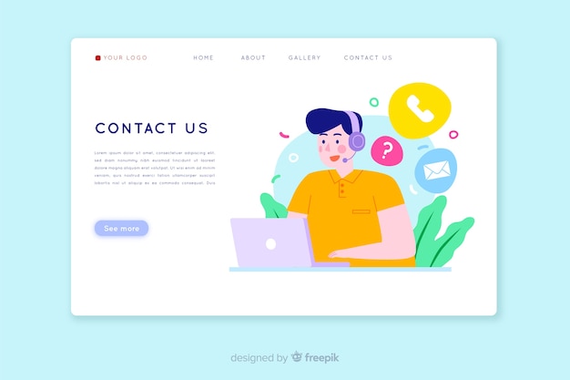 Contact us concept for landing page