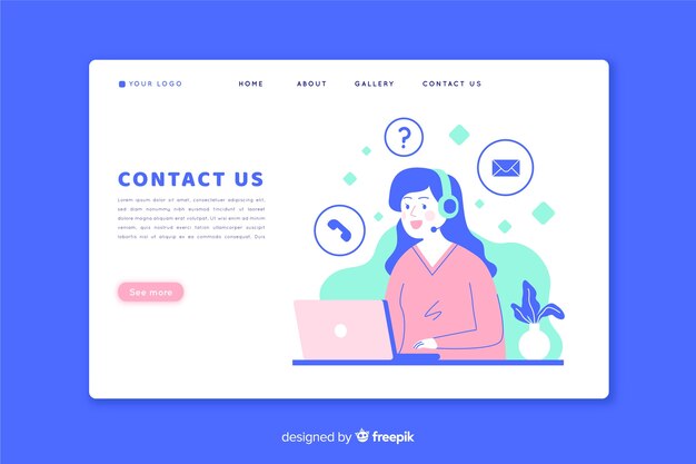 Contact us concept for landing page